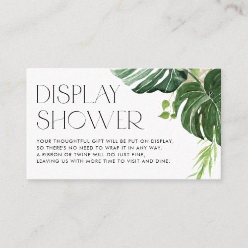 Monstera Greenery Tropical Display Shower Enclosure Card