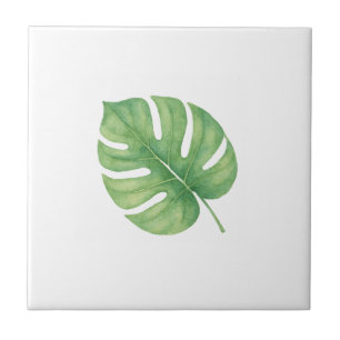 Monstera Gren Leaf Ceramic Tile