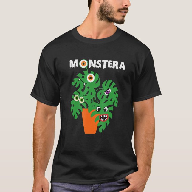 Monstera Halloween Plant Lady or Dad Lazy Costume T-Shirt (Front)