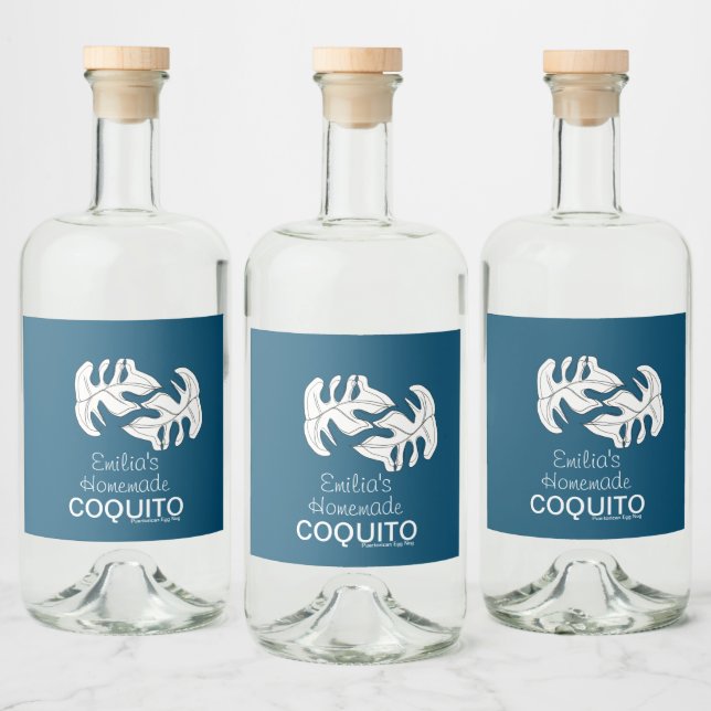 Monstera Homemade Coquito Recipe Business Branding Liquor Bottle Label (Bottles)