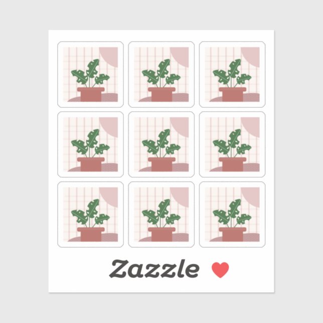 Monstera House Plant Frames Bohemian Sticker (Sheet)