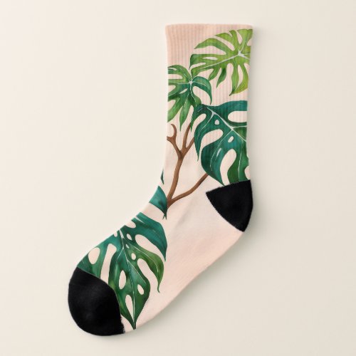 Monstera Houseplant Boho Botanical Socks