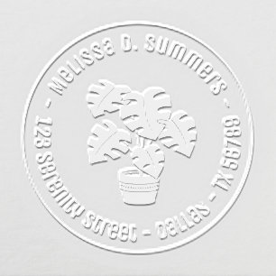 Monstera Houseplant Round Address Embosser