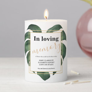 Monstera In loving memory Wedding Pillar Candle