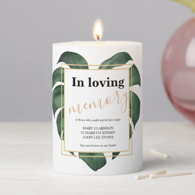 Monstera In loving memory Wedding Pillar Candle (In Situ)