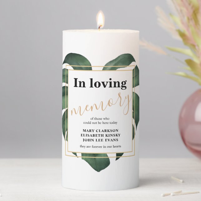 Monstera In loving memory Wedding Pillar Candle (In Situ)