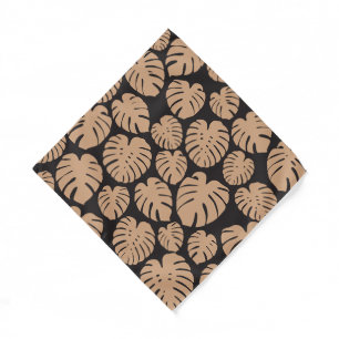 Monstera in Tan and Black Bandana