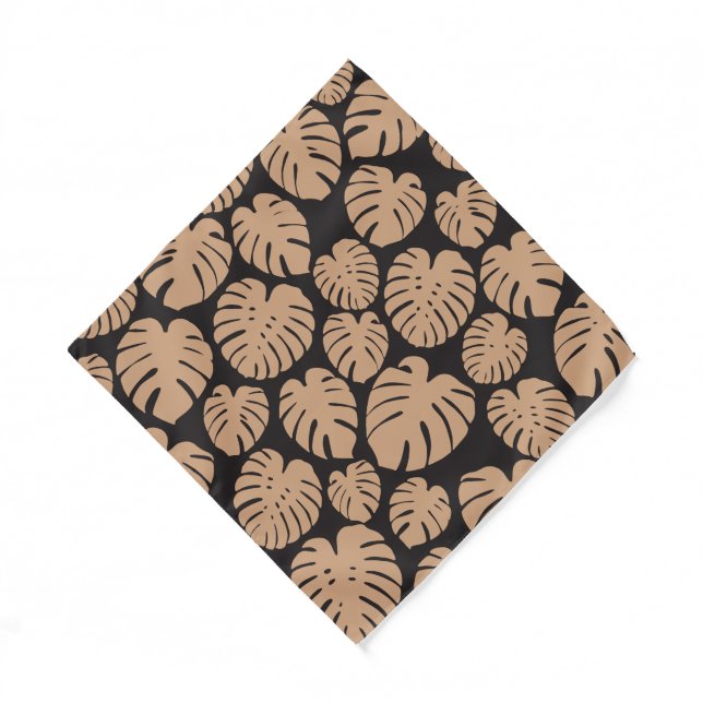 Monstera in Tan and Black Bandana (Front)