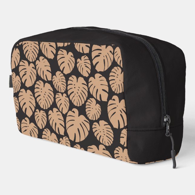 Monstera in Tan and Black Dopp Kit (Right Corner)