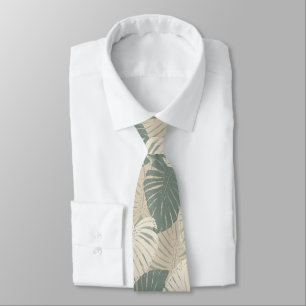 Monstera Jungle Hawaiian Tropical Leaves - Sage Neck Tie