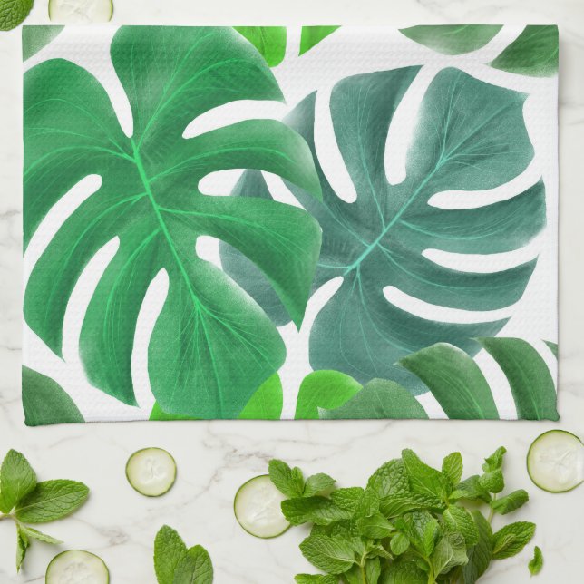 Monstera  kitchen towel (Folded)