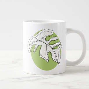 Monstera Leaf Abstract Plant Illustration Green Giant Coffee Mug