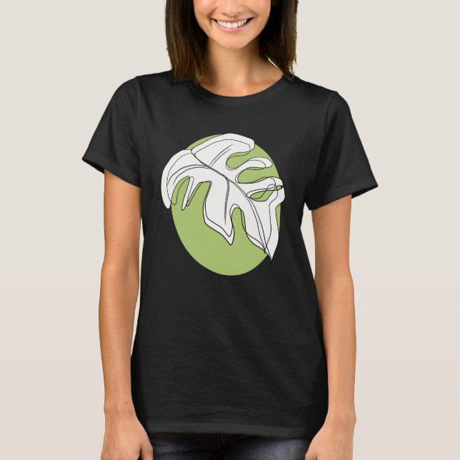 Monstera Leaf Abstract Plant Illustration Green T-Shirt (Front)