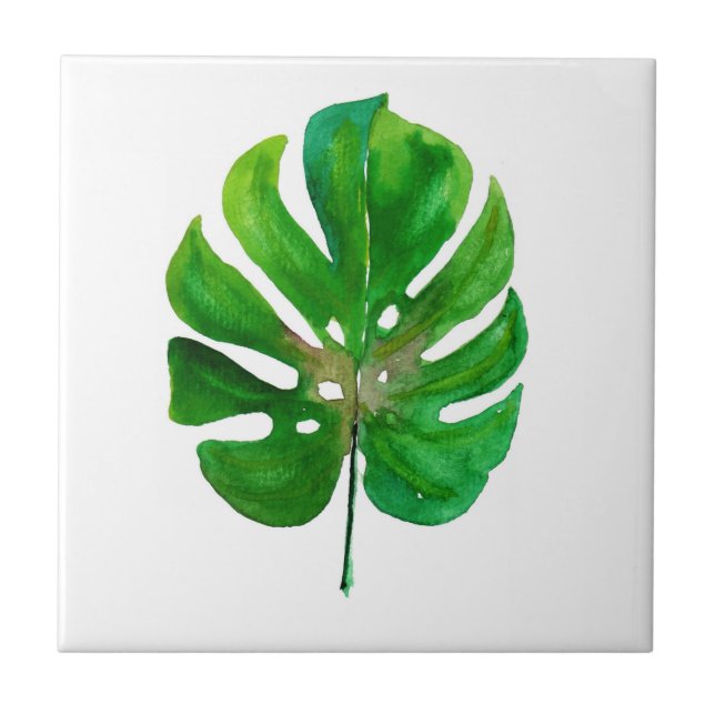 Monstera Leaf Ceramic Tile (Front)