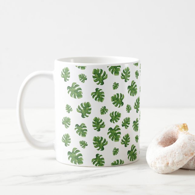 Monstera Leaf Coffee Mug (With Donut)