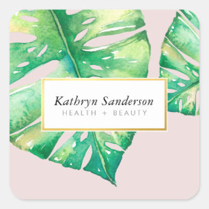 MONSTERA LEAF eco floral stylish illustration Square Sticker