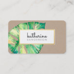Monstera Leaf Eco Painted Modern Watercolor Kraft Business Card at Zazzle