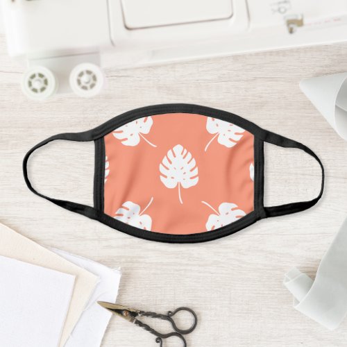 Monstera Leaf Exotic Tropical Pattern Pink Face Mask