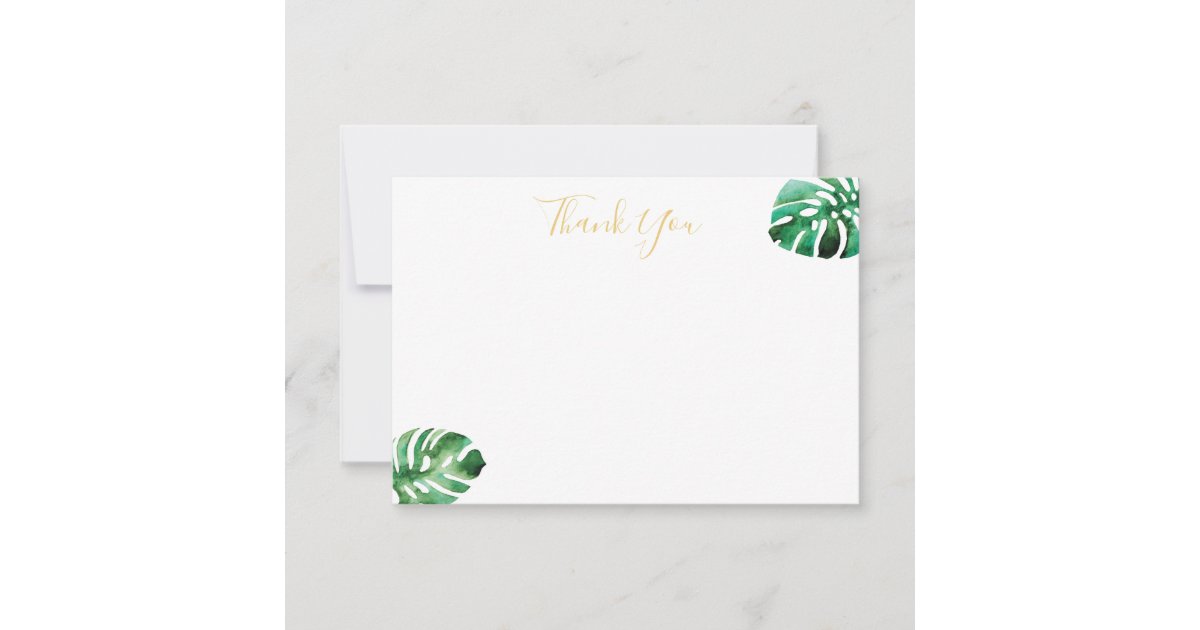 Monstera Leaf Flat Thank You Card | Zazzle