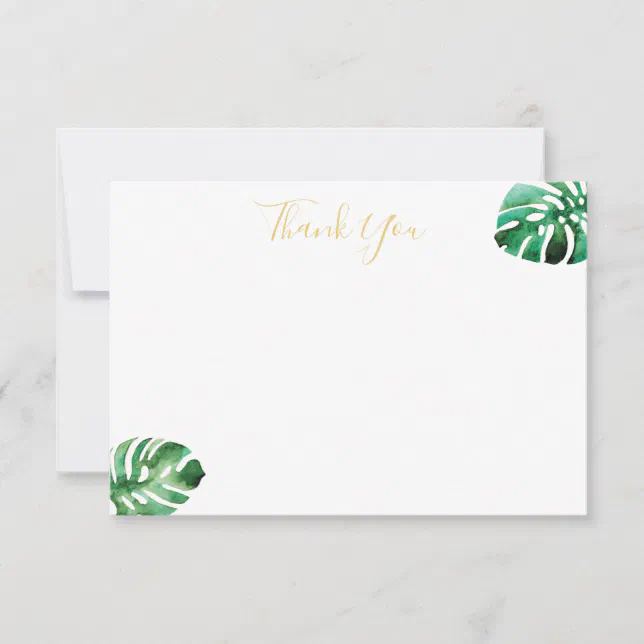 Monstera Leaf Flat Thank You Card | Zazzle