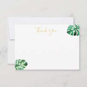 Monstera Leaf Flat Thank You Card