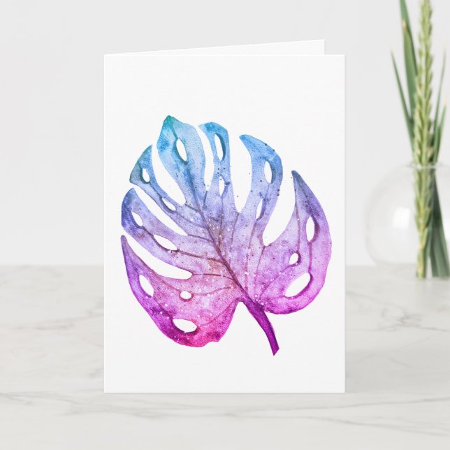 Monstera leaf in Purples Card (Front)
