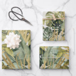 Monstera Leaf Majesty & Gold Tropical Palms Wrapping Paper Sheets<br><div class="desc">Floral and greenery wrapping paper sheets featuring watercolor painted tropical palms,  orchids,  peonies,  poppies,  sunflowers,  dahlias and other garden delights.</div>