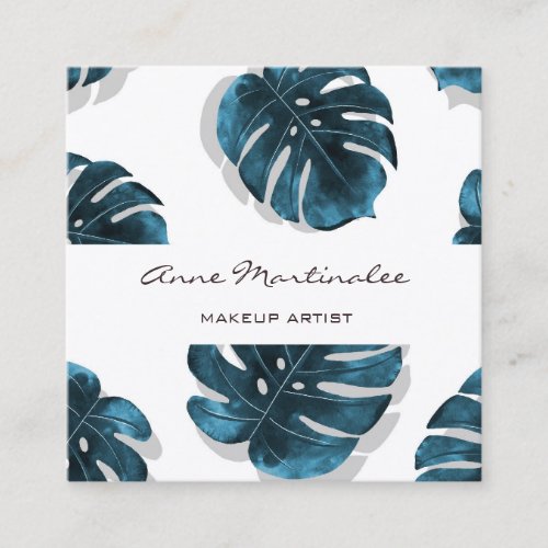  Monstera Leaf Makeup Artist Square Business Card