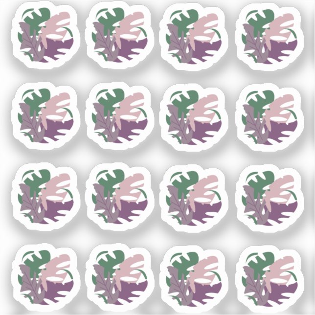 Monstera Leaf Mixed Purple Greenery  Sticker (Front)