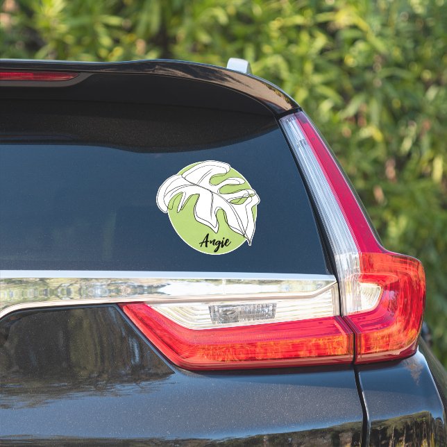 Monstera Leaf Name Car Custom Decal (Car Side)