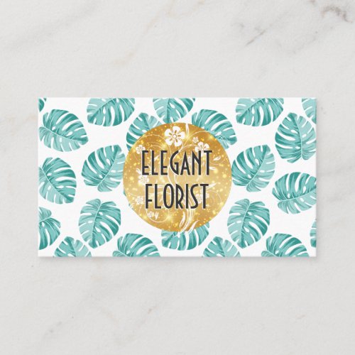 Monstera Leaf Pattern Floral Elements Business Card