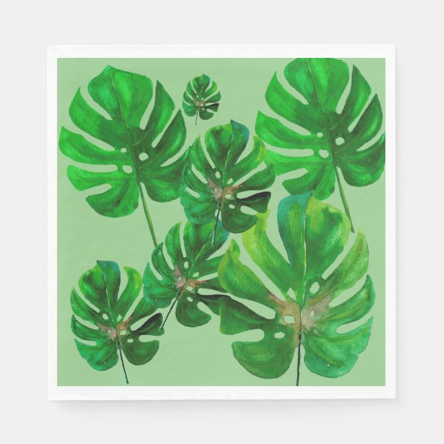 Monstera leaf pattern paper napkin (Front)