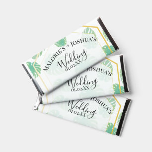 Monstera Leaf Pattern Wedding Hershey Bar Favors