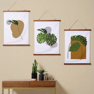 Monstera Leaf Plant Tapestry Set