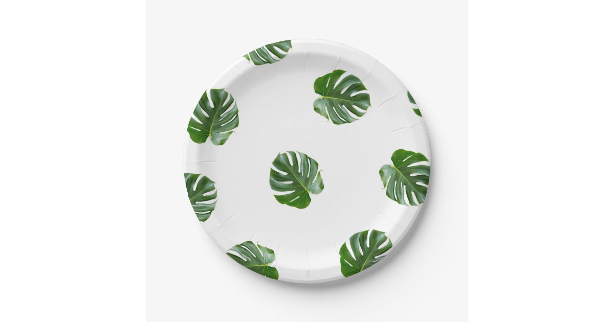 Monstera Leaf Print Tropical Paper Plates Zazzle