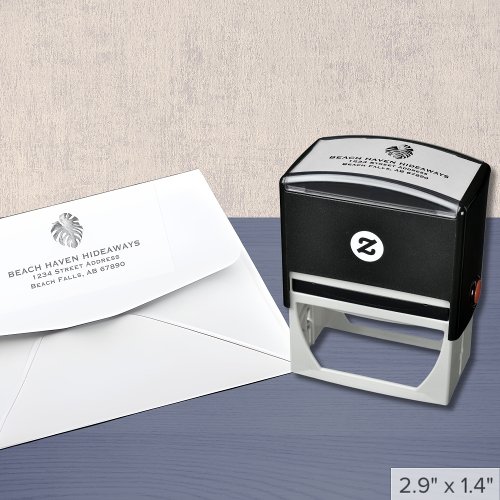 Monstera Leaf Return Address Self_inking Stamp
