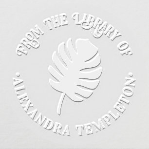 Monstera Leaf Round From the Library of Book Name Embosser