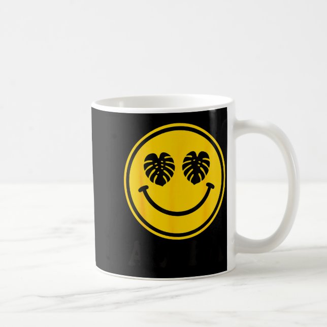 Monstera leaf smile aloha hawaii beach tropical coffee mug (Right)