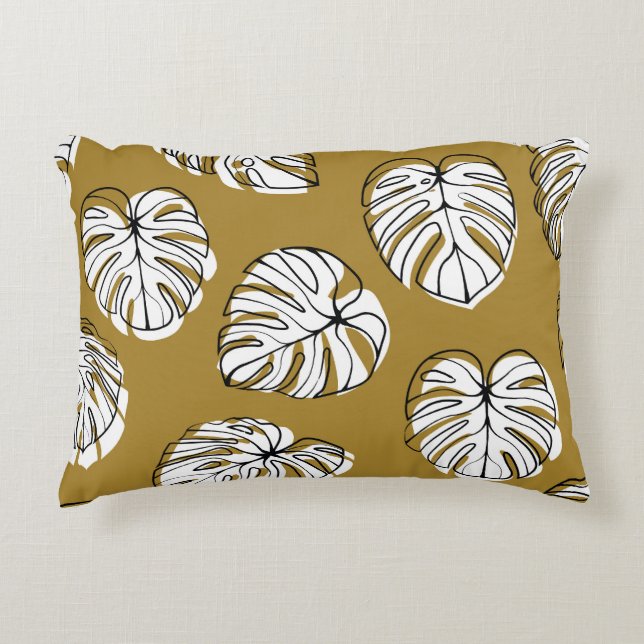 Monstera Leaf, Textile Seamless Pattern. Accent Pillow (Front)