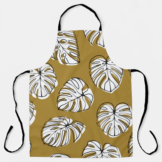 Monstera Leaf, Textile Seamless Pattern. Apron (Front)