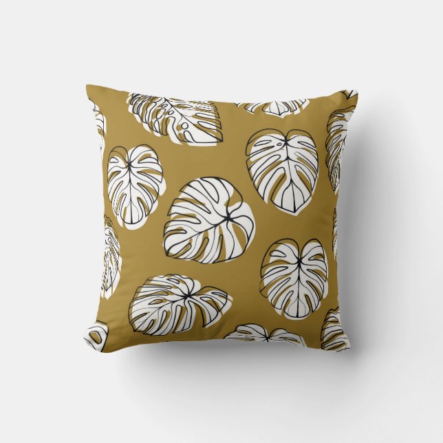 Monstera Leaf, Textile Seamless Pattern. Throw Pillow (Front)