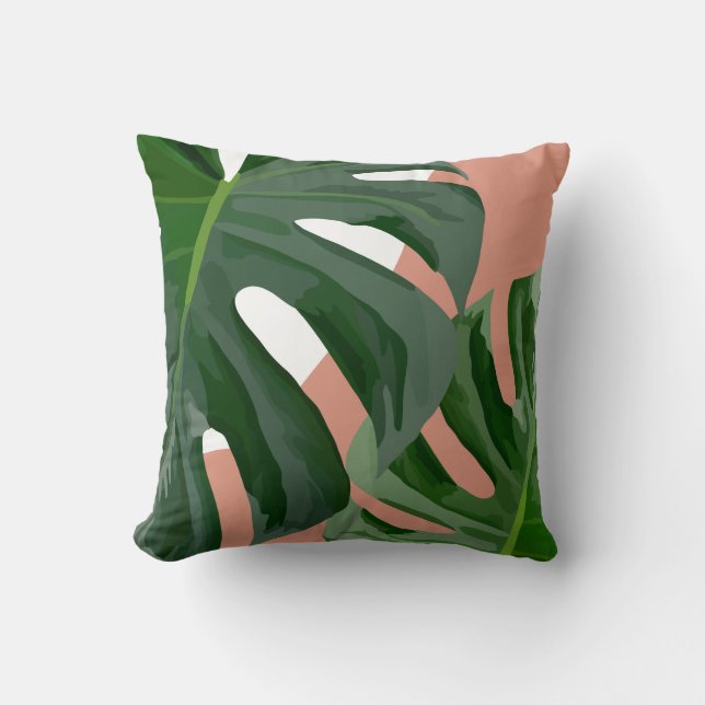 Monstera Leaf Throw Pillow (Front)