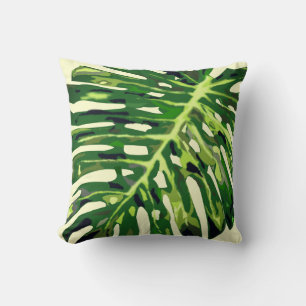 Monstera Leaf Throw Pillow - Customizable
