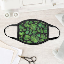 Monstera Leaf Tropical Black & Green Pattern Face Mask