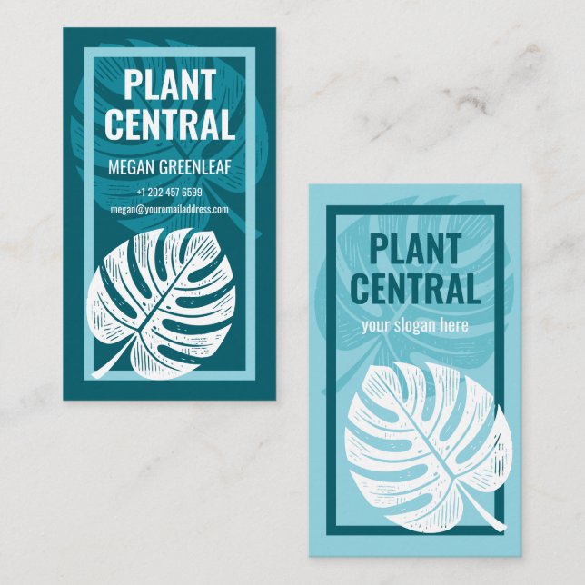 Monstera Leaf Tropical Florist Botanical Shop Business Card (Front/Back)