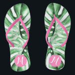 Monstera Leaf Tropical Monogram Flip Flops<br><div class="desc">Beautiful tropical monogram flip flops are a stylish and functional thank you gift for bridesmaids,  party guests,  teachers,  mothers and more. Need help personalizing? Message me!</div>