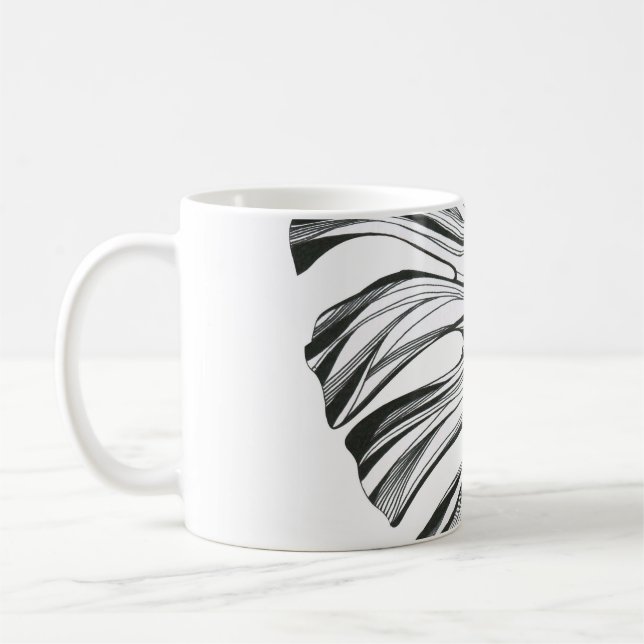 Monstera Leaf: Tropical Natural Element. Coffee Mug (Left)