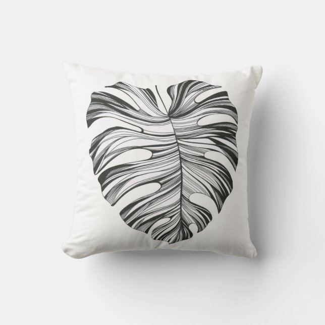 Monstera Leaf: Tropical Natural Element. Throw Pillow (Front)