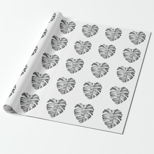 Monstera Leaf: Tropical Natural Element. Wrapping Paper (Unrolled)