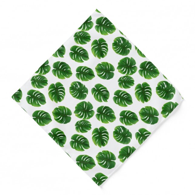 Monstera Leaf Tropical Pattern Bandana (Front)